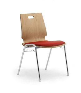 Cristallo 0662LE, Chaise en bois et en métal pour salles d'attente et bureaux