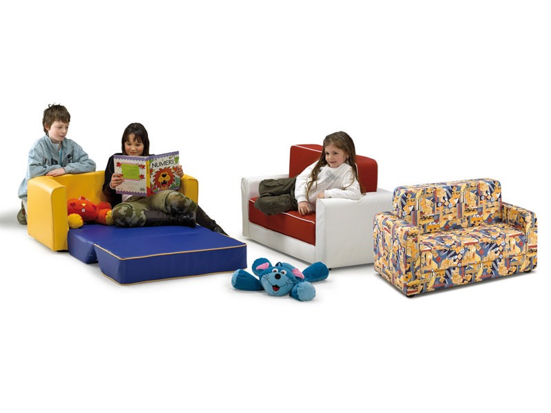 PISOLO, Canapé-lit pour les enfants, recouvert de simili cuir ou en tissu, pour la maternelle