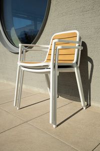 NIDA TEAK, Fauteuil d'extrieur en aluminium et bois de teck