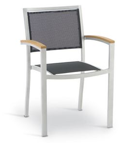 PL 465, Chaise avec accoudoirs en aluminium, bois et textilne