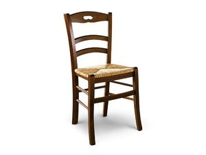807, Chaise en bois avec assise en paille, style rustique