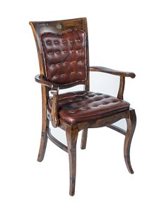 Art. 646, Chaise en cuir avec accoudoirs, style campagnard