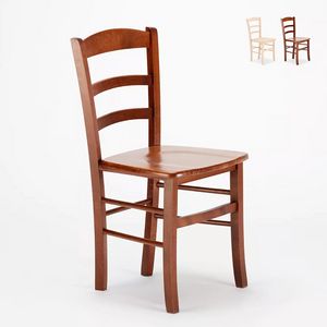 Chaises en bois rustique pour bar de salle  manger et brasserie Paesana Wood SP003WOD, Chaise en bois avec un design traditionnel