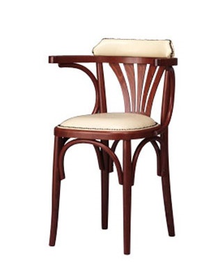 134, Chaise avec accoudoirs en bois courbé, style rustique