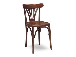 136, Chaise en bois, dossier avec dcorations verticales