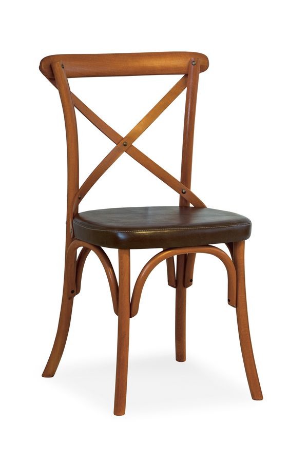Ciao TI, Chaise en hêtre, siège recouvert de faux cuir