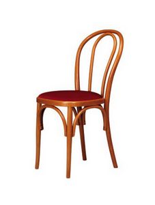 V01, Chaise en bois courbé, assise rembourrée, style viennois
