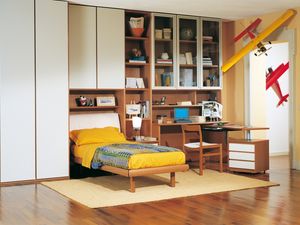 Moderne chambre d'enfant avec placard mural, jaune et la finition de l'orme