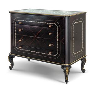 Commode 25-1062, Commode en bois d'�b�ne, avec dessus en marbre