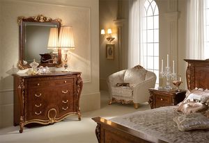 Donatello commode, Commode en bois sculpté, style luxueux néoclassique, pour la chambre à coucher