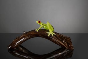 Branch with Frog, Sculpture en verre dcorative