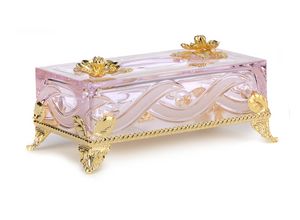Art. MER 1450, Boîte à mouchoirs précieux en cristal rose