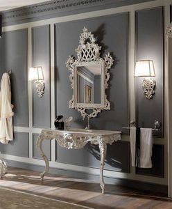 Barocco Fiorentino console, Console baroque, avec plateau en marbre rose