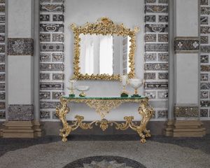 BAROQUE CONSOLE IN MALACHITE, Table console de style baroque avec plateau en malachite