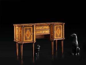 Migneco RA.0838, Table console en marqueterie Emilia de style XVIIIe sicle avec deux portes et deux tiroirs