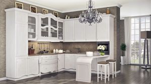 Incanto Cuisine Comp. N. 1, Cuisine d'angle de style classique, en bois laqu�