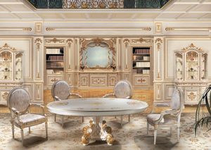 F850 Boiserie, Blanc bois laqu lambris, pour les salons de luxe classique