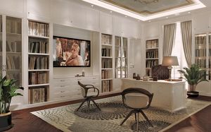 Incanto Studio Comp. 1, Boiserie biblioth�que en bois laqu� blanc