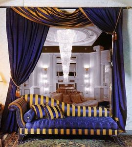 Dormeuse 2, Chaise longue avec le sige capitonn, deux tons dos ray, chaise longue classique pour les salles de sjour