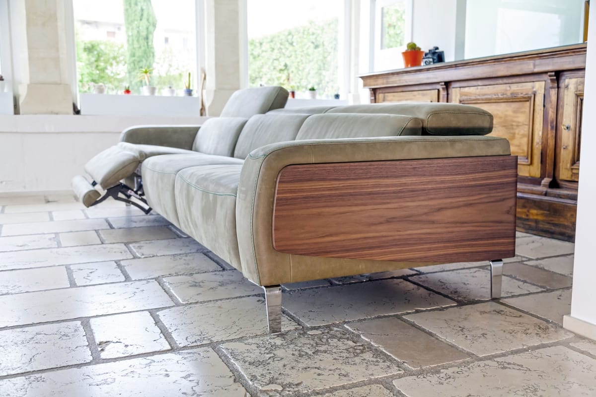 Canapé D'angle Convertible 4 Places Avec Repose-pieds - Velours Chenille - Espace Rangement, Porte-gobelets