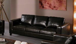 Sofa Chicago, Canap 3 places en cuir noir