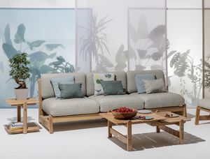 Bhumi 02C1 - 02C2, Canap� en bois de teck naturel