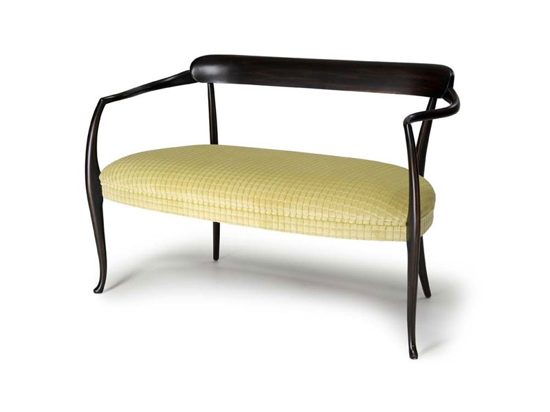 Art.450 sofa, Canapé en bois avec siège rembourré, pour les salles d'attente