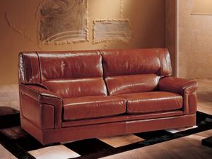 Dakota, Canap-lit deux places recouvert de cuir, style classique