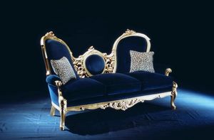 Medaglione, Couch à l'antique feuille d'or, recouvert de velours rouge