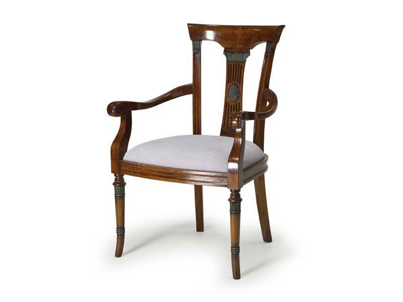 Art.187 armchair, Fauteuil en bois avec siège rembourré, style classique