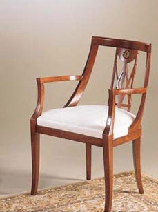 IMPERO / Stuffed armchair, Fauteuil en bois avec siège rembourré, style classique