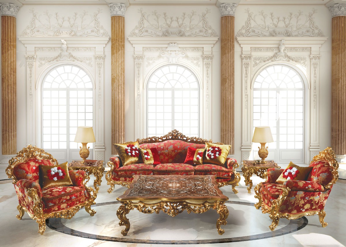 248 Living room, Fauteuil baroque, en bois, pour Suite hôtel