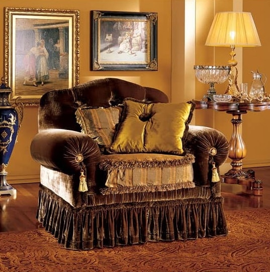Elena armchair, Fauteuil de luxe classique avec rembourrage capitonné