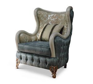 1767/A, Fauteuil bergre en tissu pour salon classique