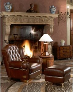 Cigar Chair, Fauteuil de style classique, avec une finition en cuir matelass