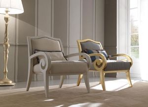 Zara 469 fauteuil, Fauteuil en bois de htre, avec un design contemporain et classique, pour salon et la rception