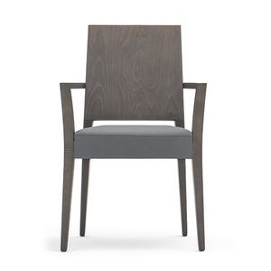 Timberly 01721, Chaise empilable, cadre en bois massif, sige rembourr, couvrant avec du tissu, pour les cantines