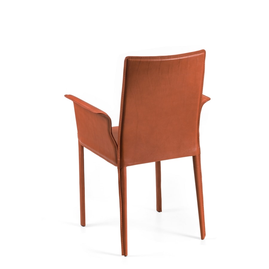Anemone with armrests, Chaise avec siège en cuir, pour chambre d'hôtel