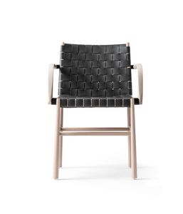 ART. 0023-CU-AR JULIE, Chaise en bois avec accoudoirs, recouverte de cuir
