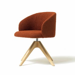 Loft pyramid wood base, Fauteuil pivotant avec pitement en frne naturel