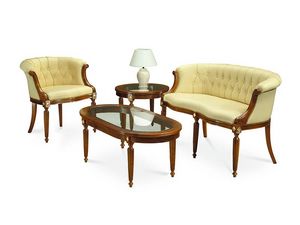 HILTON armchair 8118A, Fauteuil de style classique, recouvert de cuir matelass