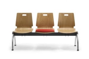 Cristallo bench with table, Banc avec sièges en contreplaqué, pour les salles d'attente