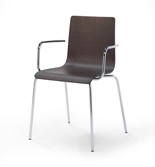 Tesa wood AR, Chaise en métal empilable, coquille de placage de bois