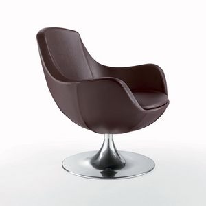 Sam PL, Chaise pivotante, recouvert de cuir, base conique