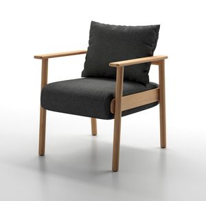 ELIO PT, Fauteuil d'ext�rieur rembourr�, en bois de teck