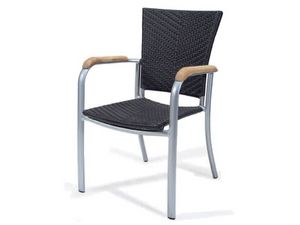 PL 400, Chaise tissé avec accoudoirs en aluminium, garnitures en bois