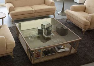 Dedalo table basse, Tables basses modernes en bois et verre