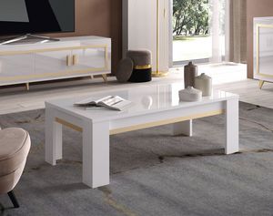 Gold table basse, Table basse moderne, laque blanc brillant
