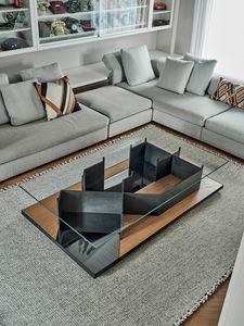 Labirinto, Table basse moderne avec plateau en verre