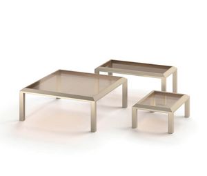 Milano, Tables basses en bois, avec plateau en verre